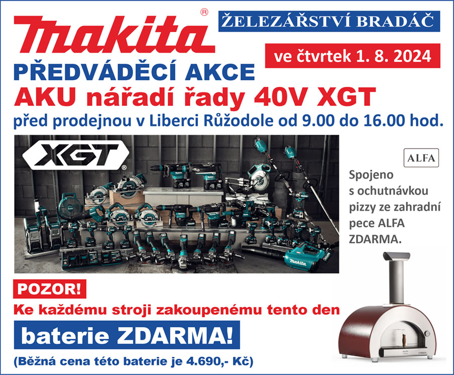 Pedvdc akce Makita AKU 40V XGT 1.8.2024 v Liberci